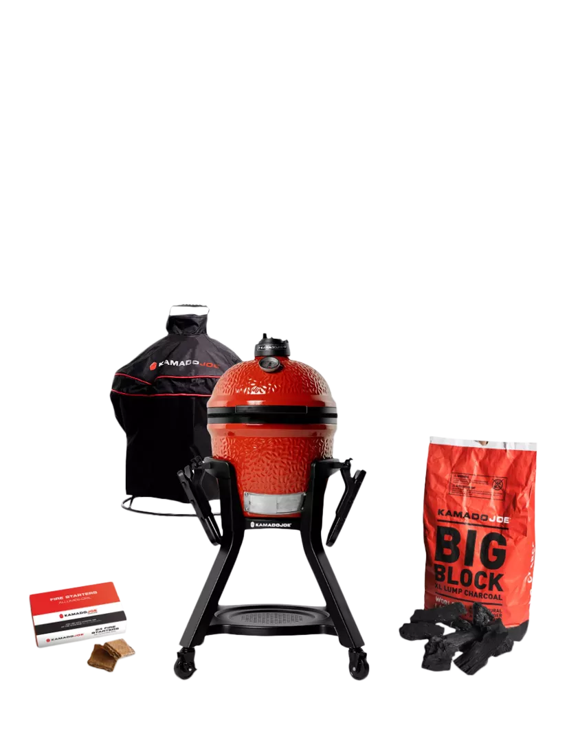 Kamado Joe Portable Joe Junior charcoal BBQ bundle with stand and cart (British brand)