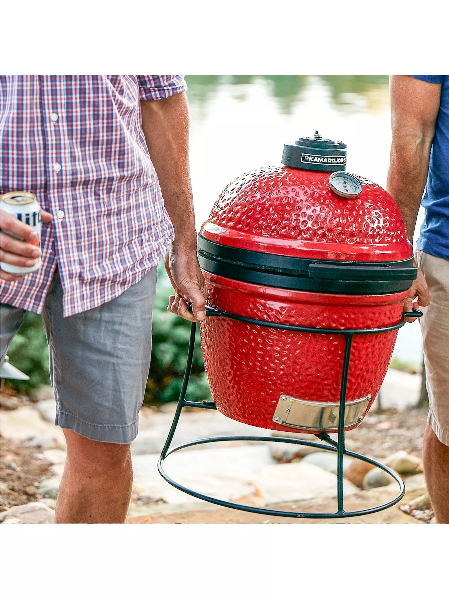 Kamado Joe Portable Joe Junior charcoal BBQ bundle with stand and cart (British brand)