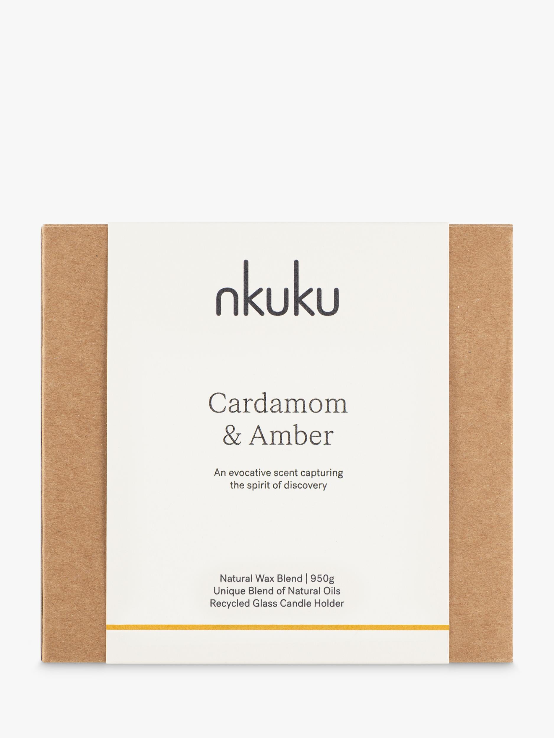nkuku Cardamom & Amber 3 wick scented candle, imported from the UK