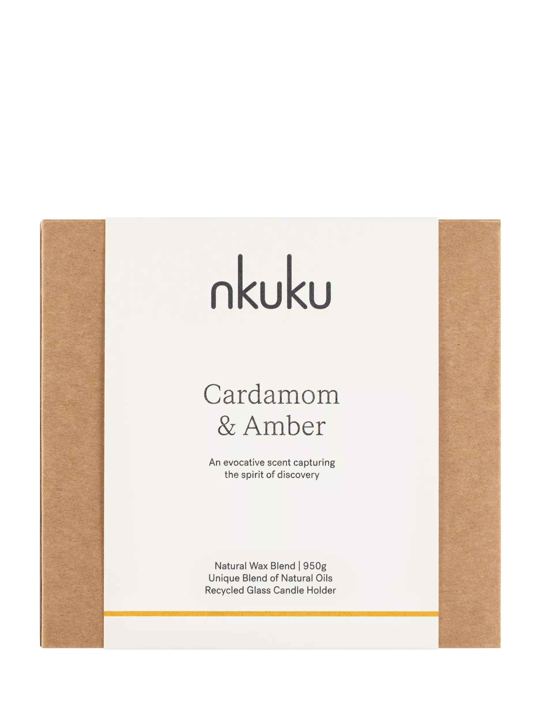nkuku Cardamom & Amber 3 wick scented candle, imported from the UK