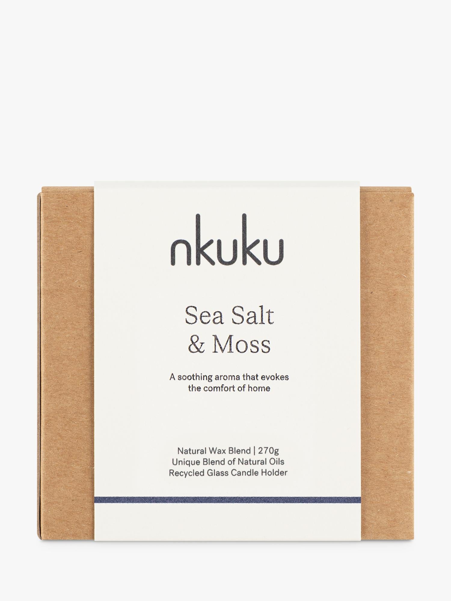 nkuku Sea Salt & Moss scented candle, imported from the UK