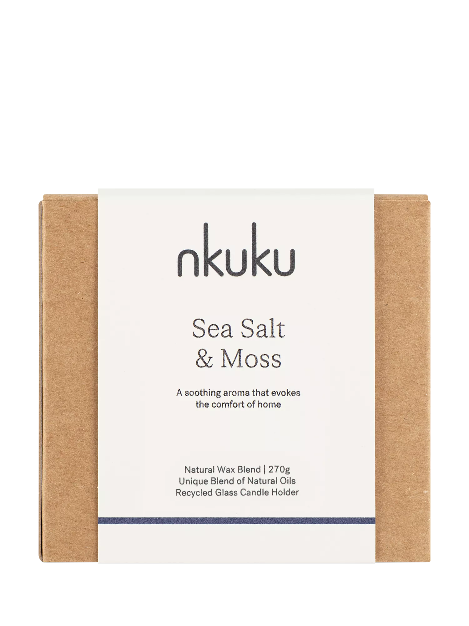 nkuku Sea Salt & Moss scented candle, imported from the UK