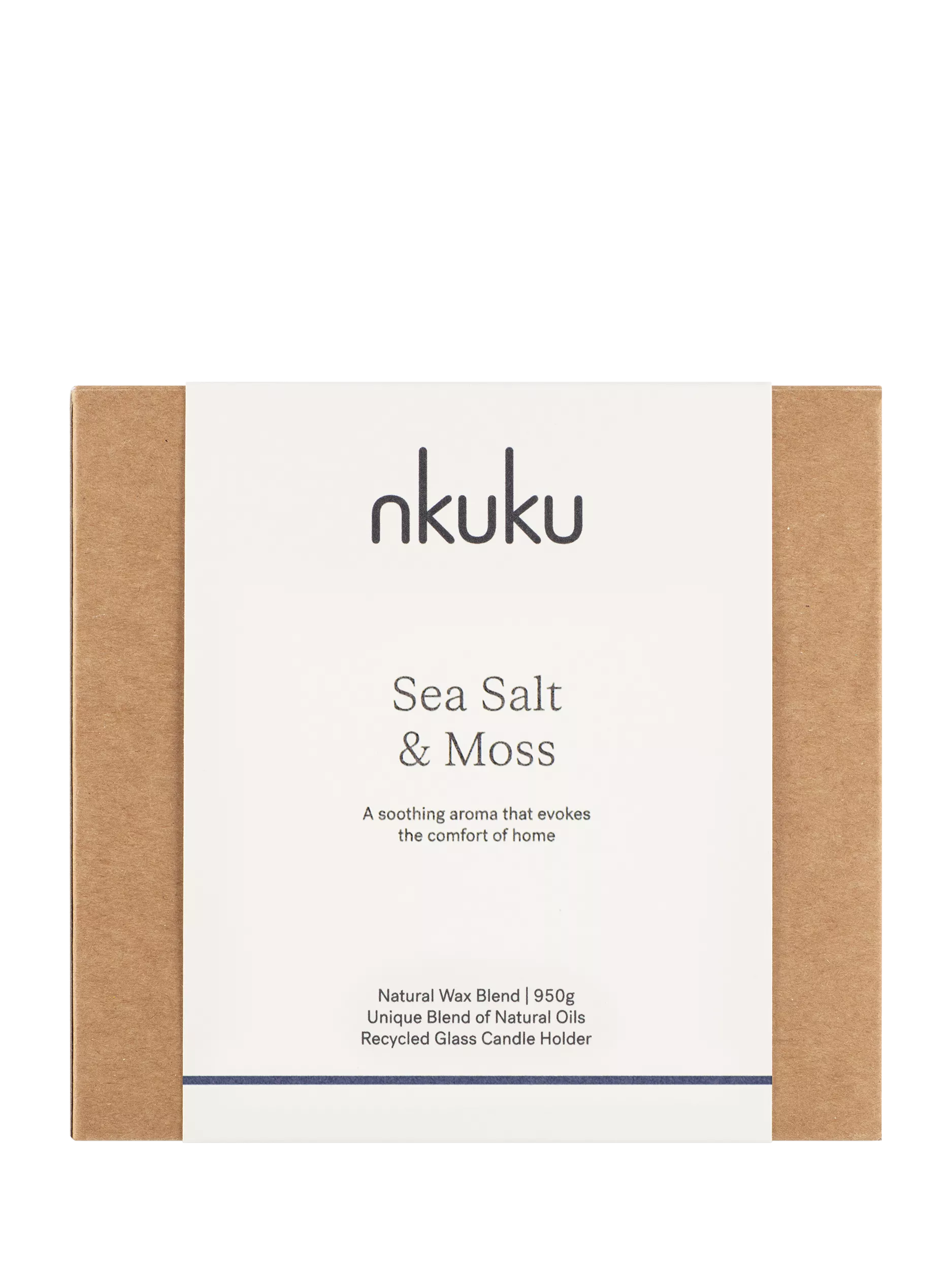nkuku scented candle sea salt and moss 3 wick, UK version
