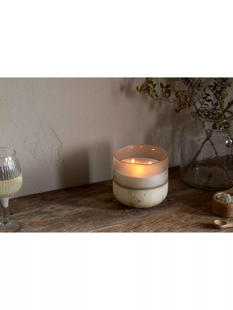 nkuku scented candle sea salt and moss 3 wick, UK version