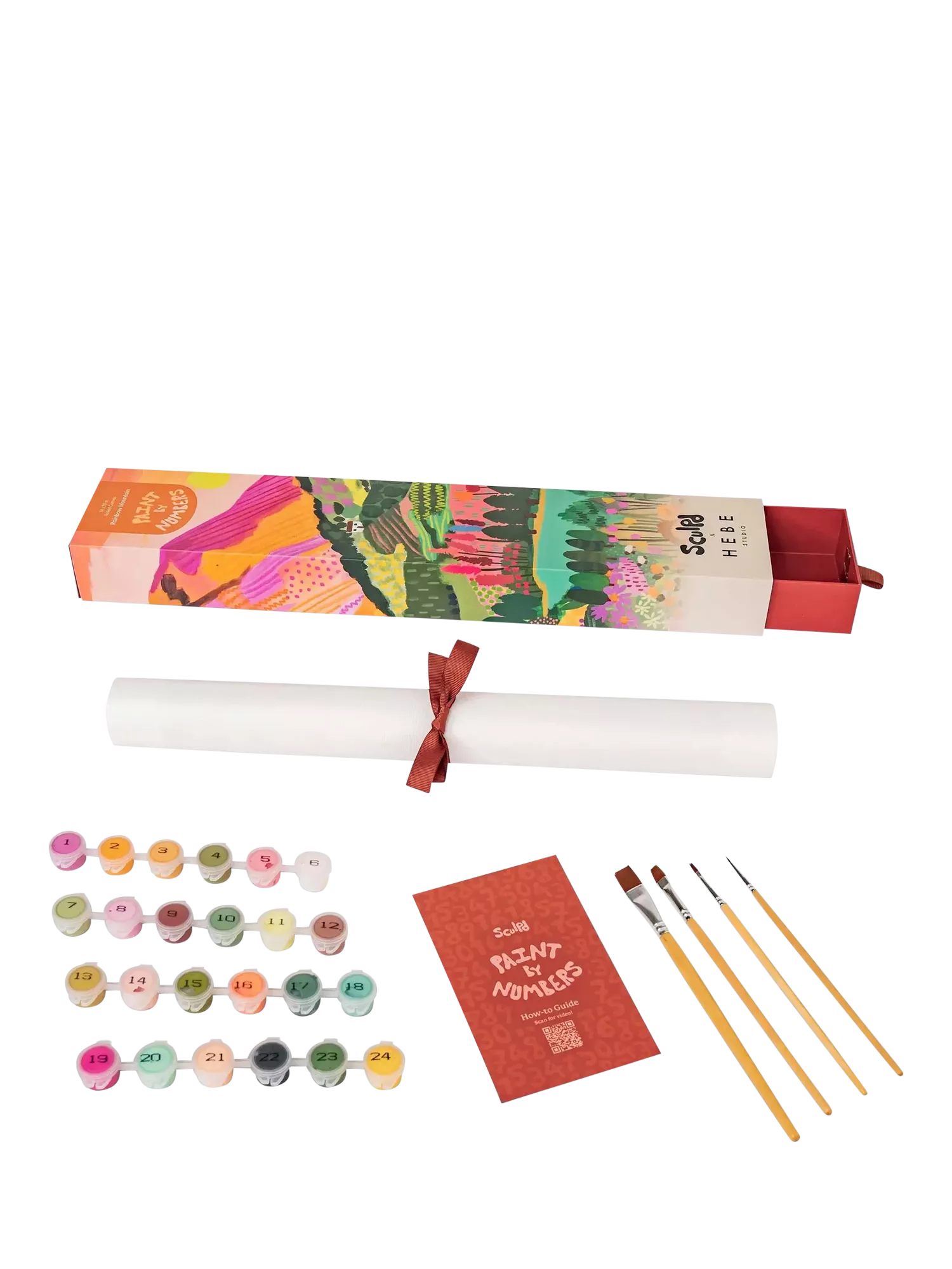 Sculpd Rainbow Mountain paint by numbers kit - British product