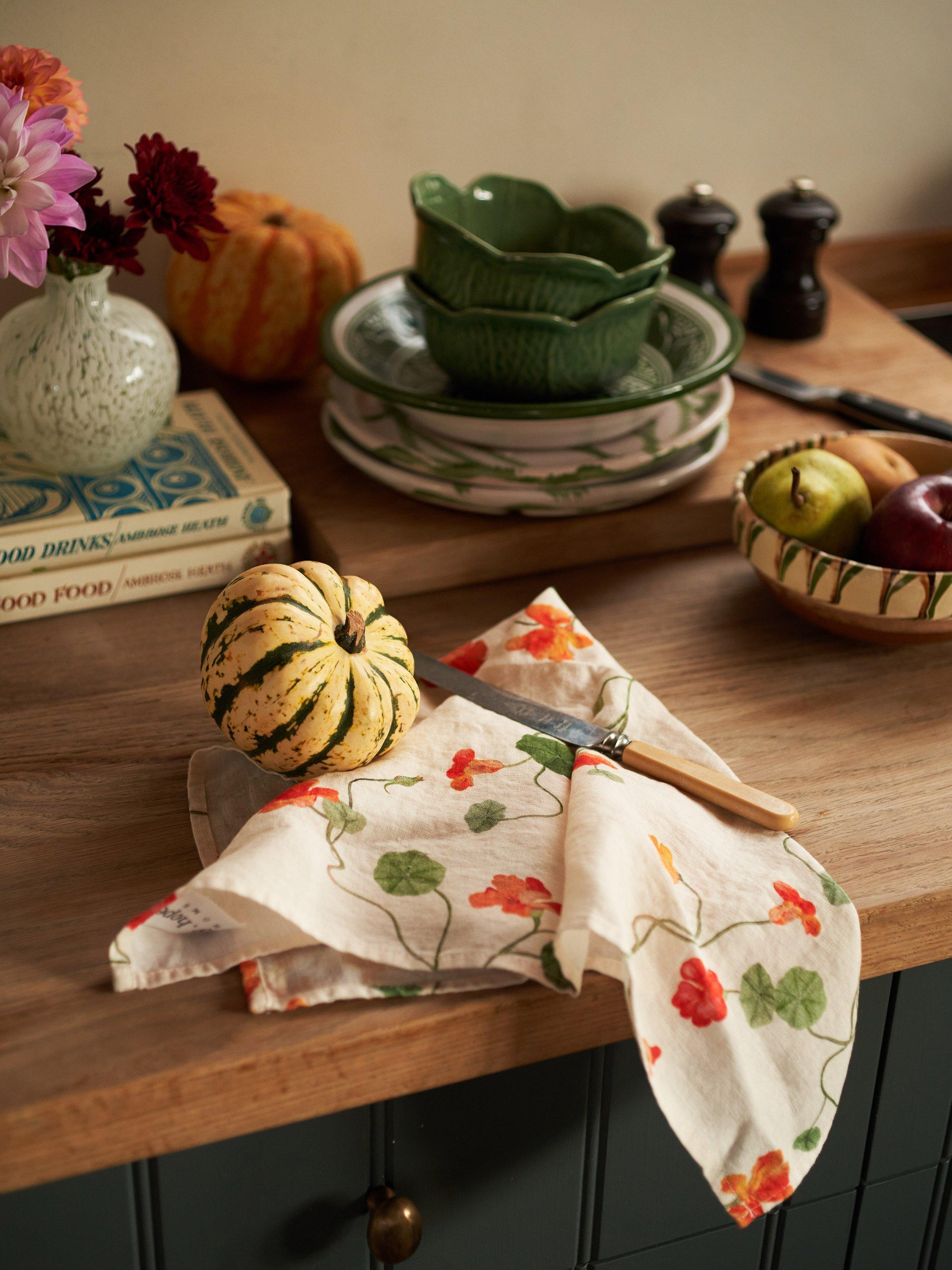 By Hope linen napkin nasturtium print 45x45cm, UK version