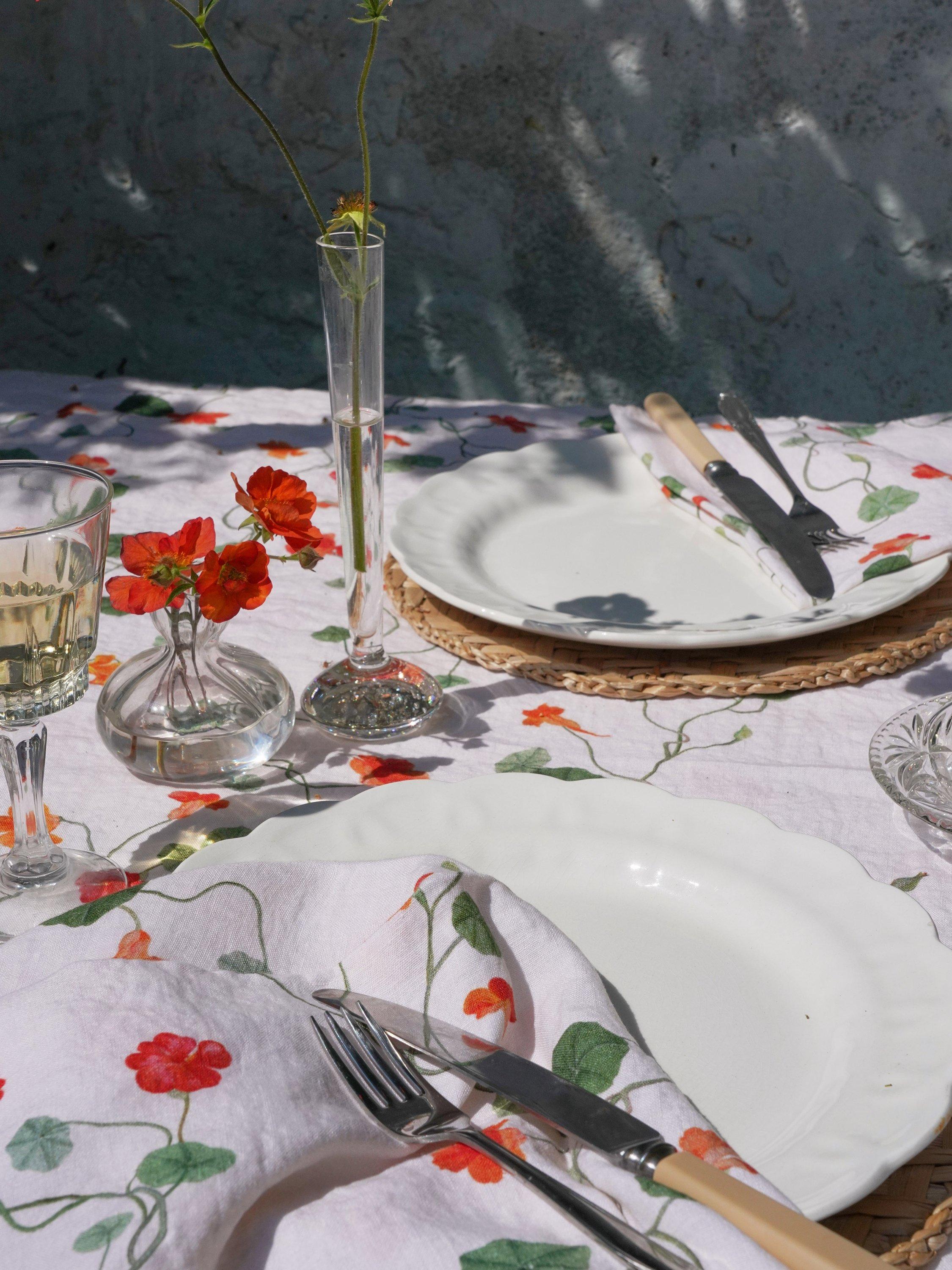 By Hope linen napkin nasturtium print 45x45cm, UK version