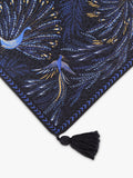 Sara Miller Peacock Parade cotton table runner 260cm dark blue, imported from the UK