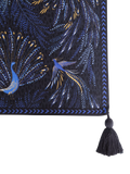 Sara Miller Peacock Parade cotton table runner 260cm dark blue, imported from the UK
