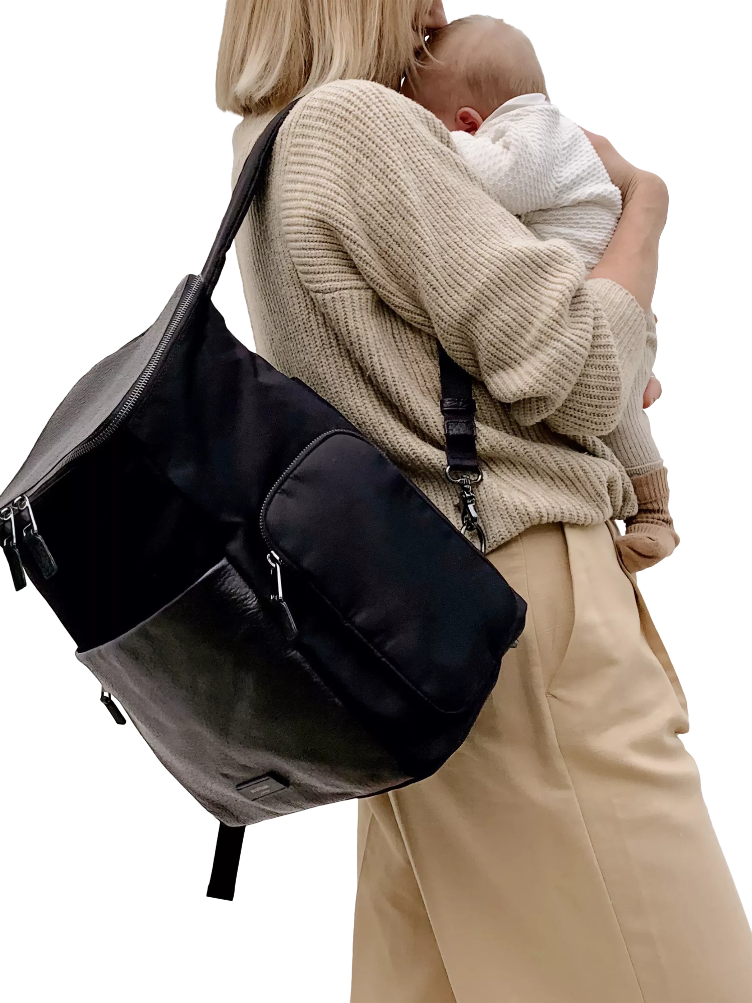 Storksak changing bag in black and gunmetal - British product