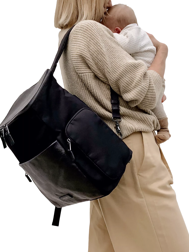 Storksak changing bag in black and gunmetal - British product