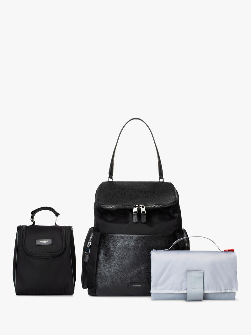 Storksak changing bag in black and gunmetal - British product