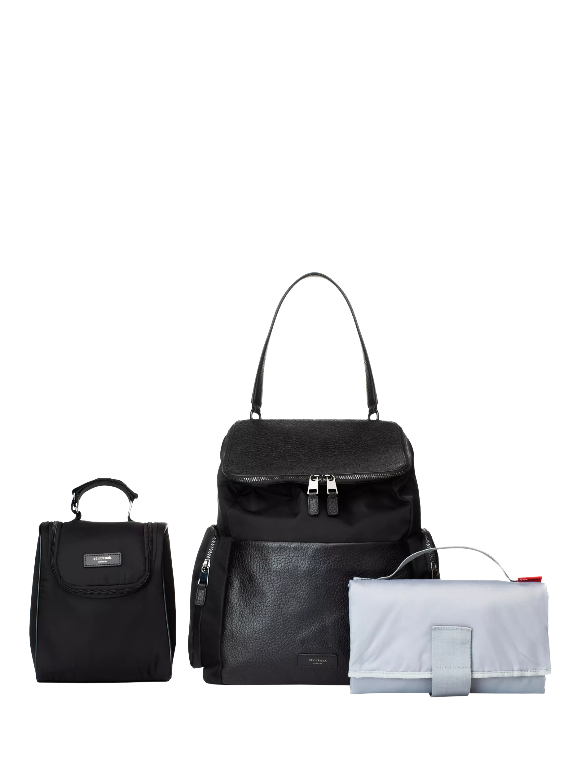 Storksak changing bag in black and gunmetal - British product