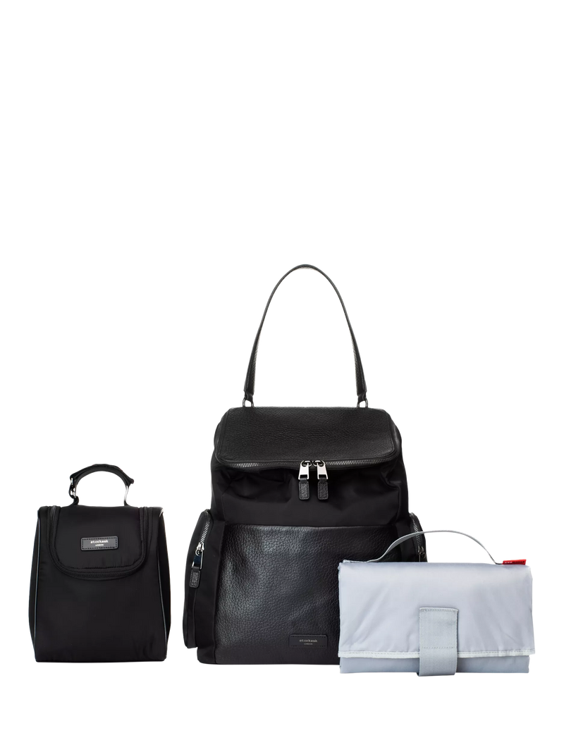 Storksak changing bag in black and gunmetal - British product