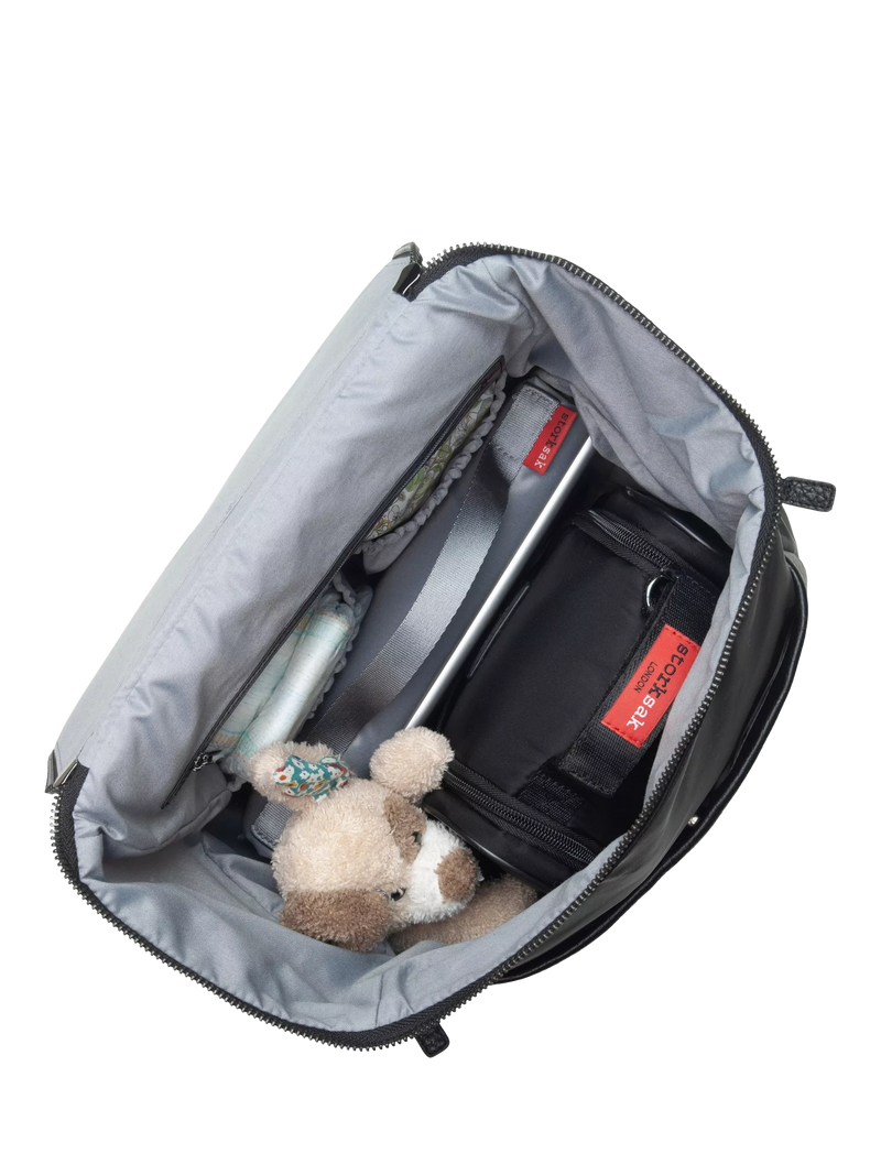 Storksak changing bag in black and gunmetal - British product