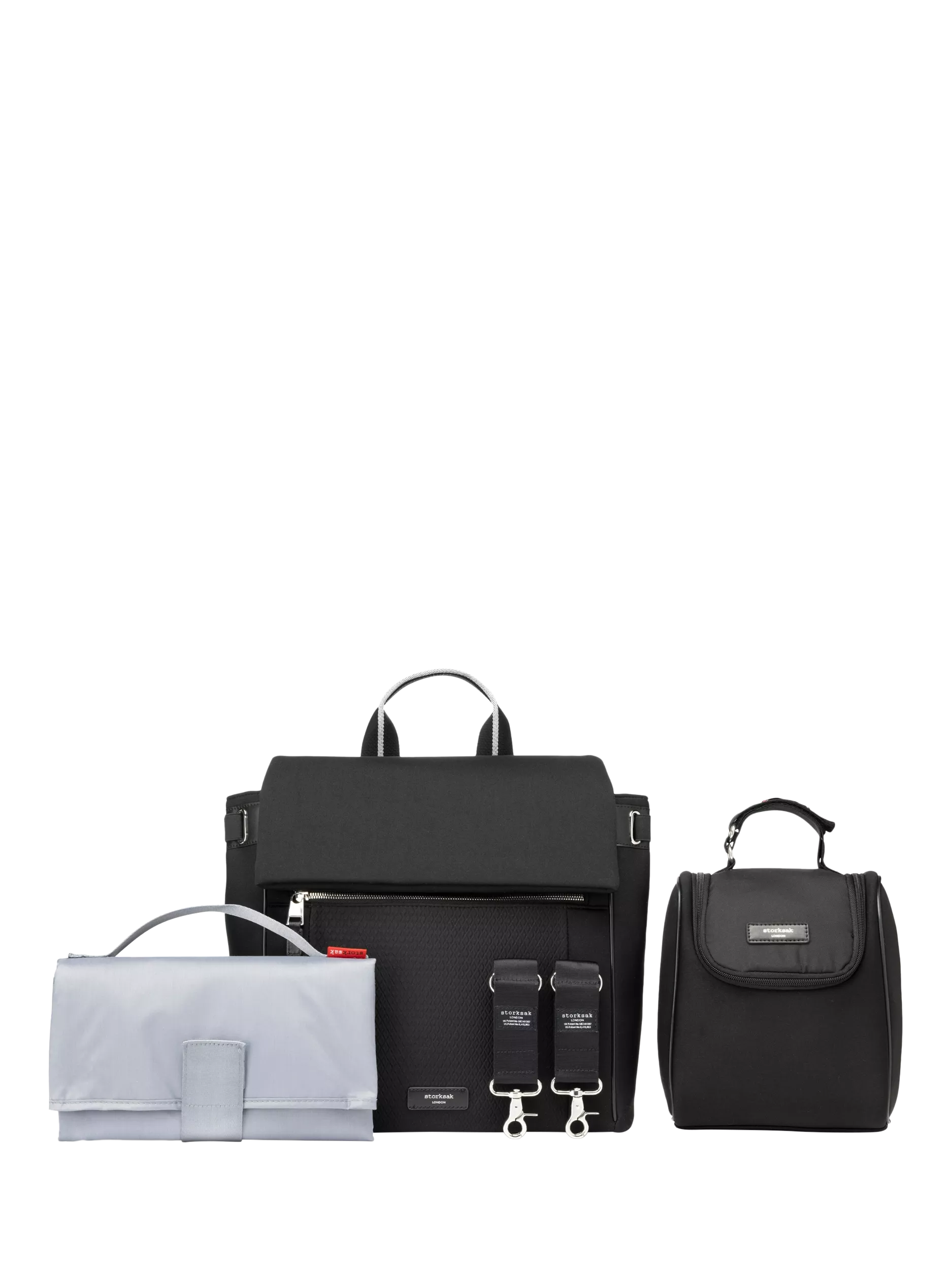 Storksak St James scuba changing bag black/silver, UK version
