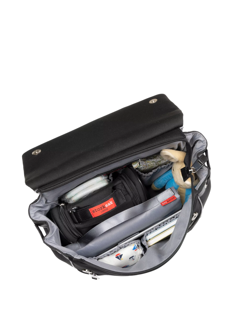 Storksak St James scuba changing bag black/silver, UK version