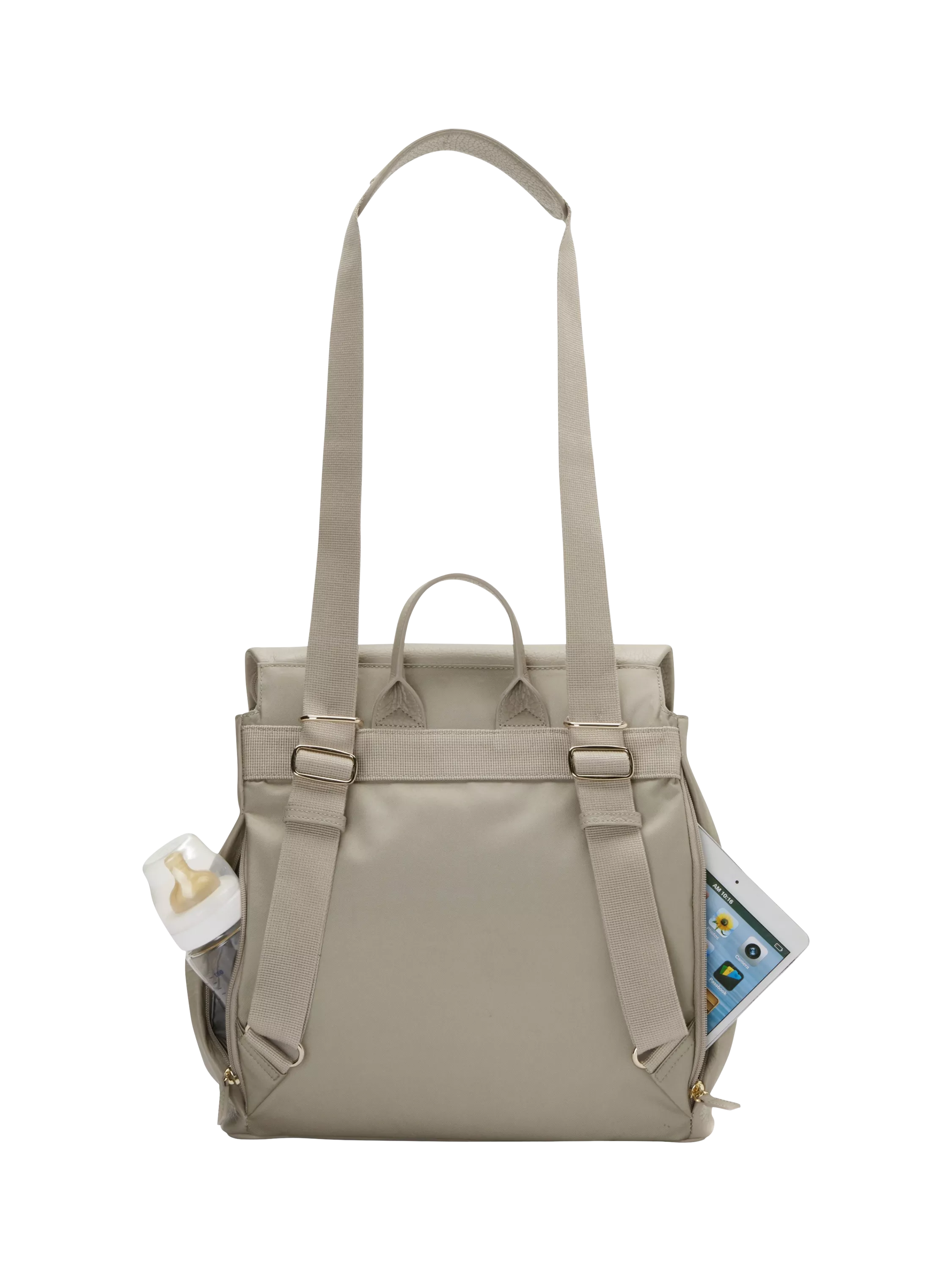 Storksak St James leather changing bag taupe, imported from the UK