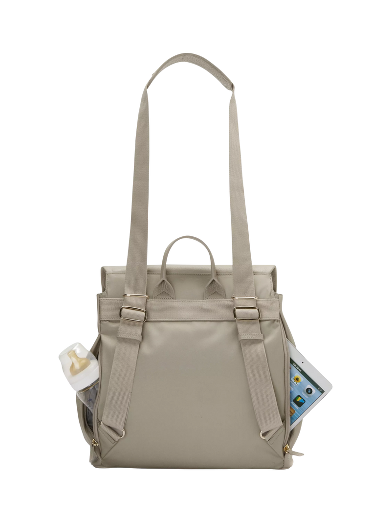 Storksak St James leather changing bag taupe, imported from the UK