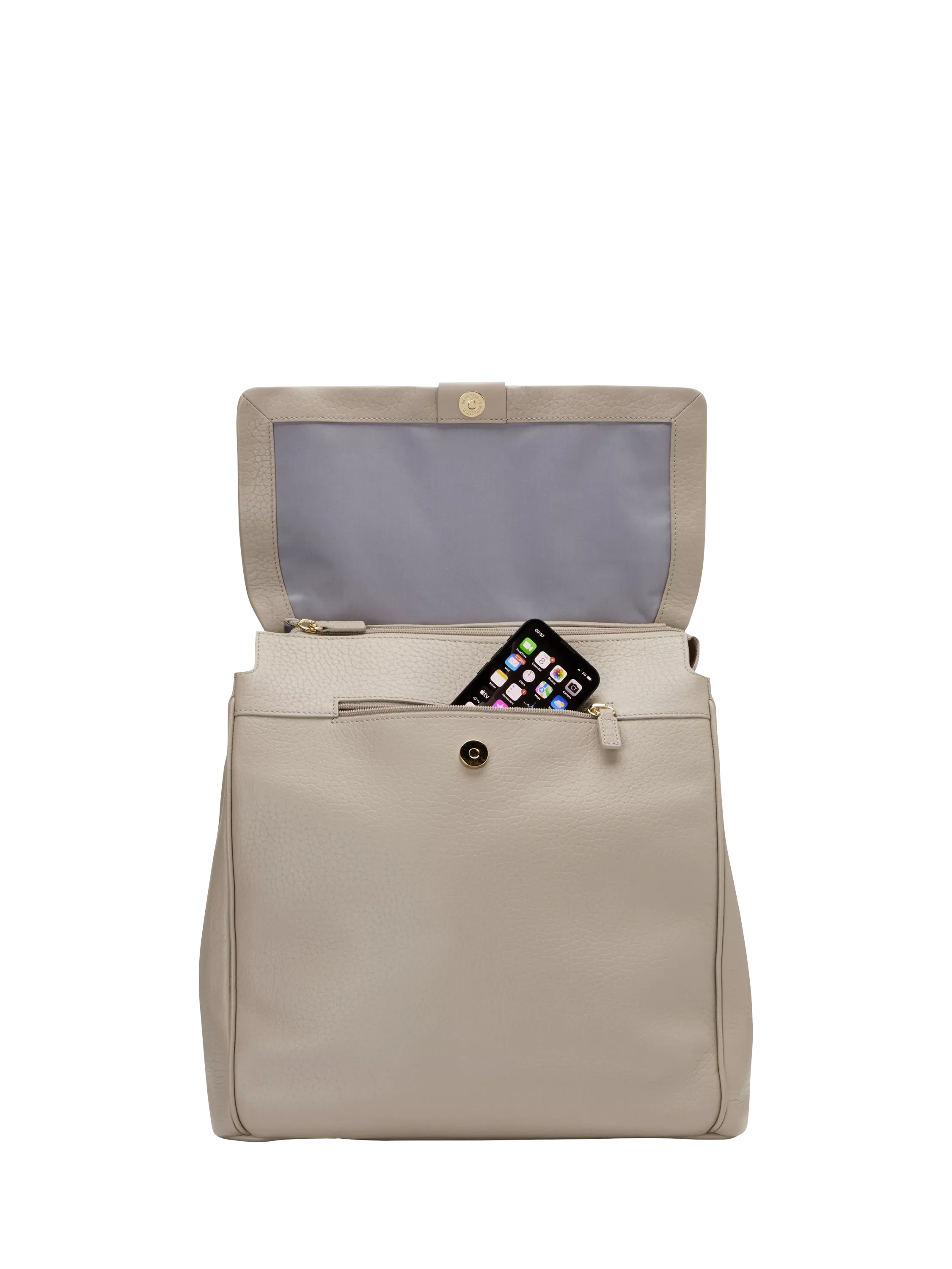 Storksak St James leather changing bag taupe, imported from the UK