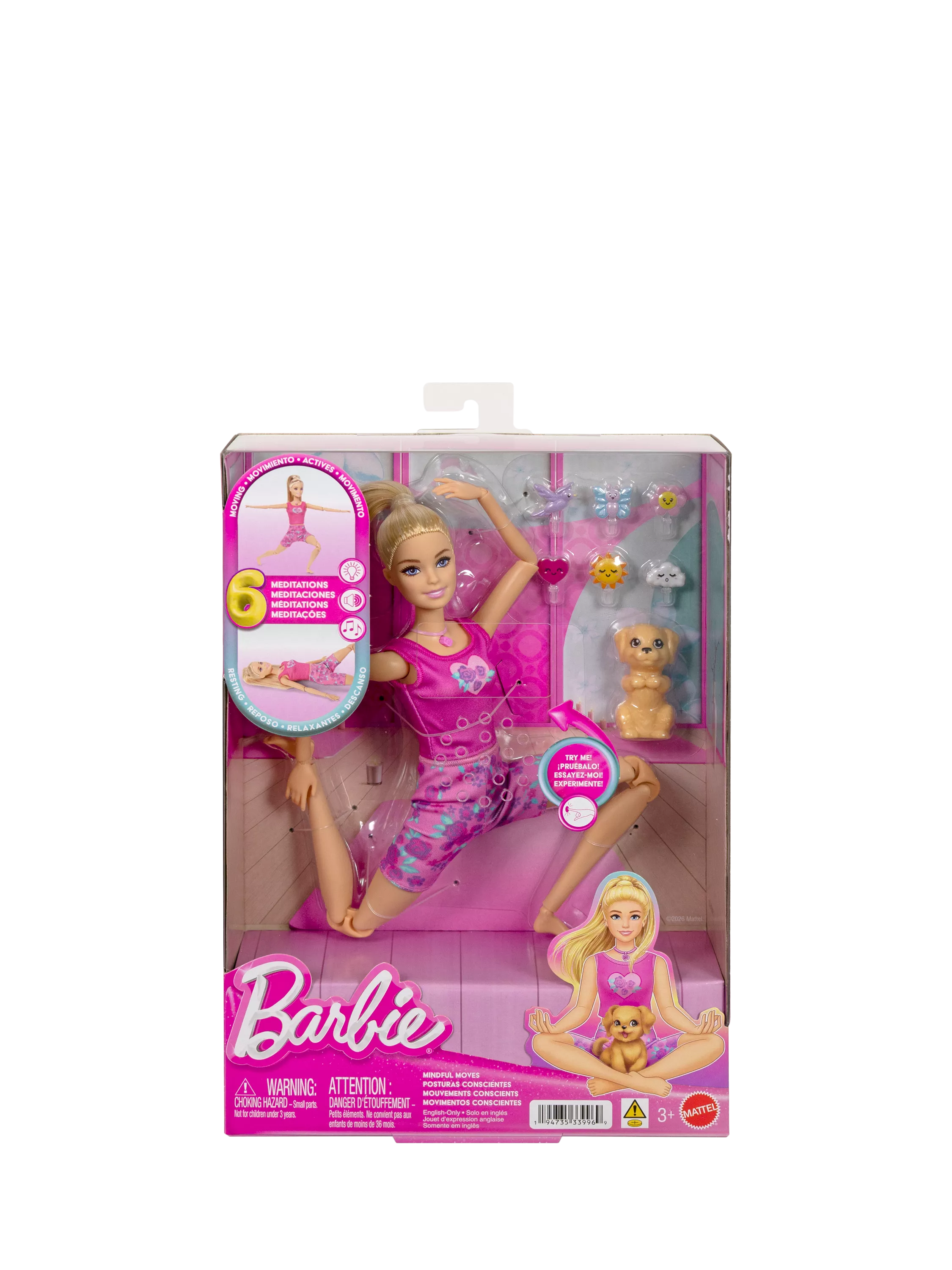 Barbie Mindful Moves fashion doll with puppy, UK version