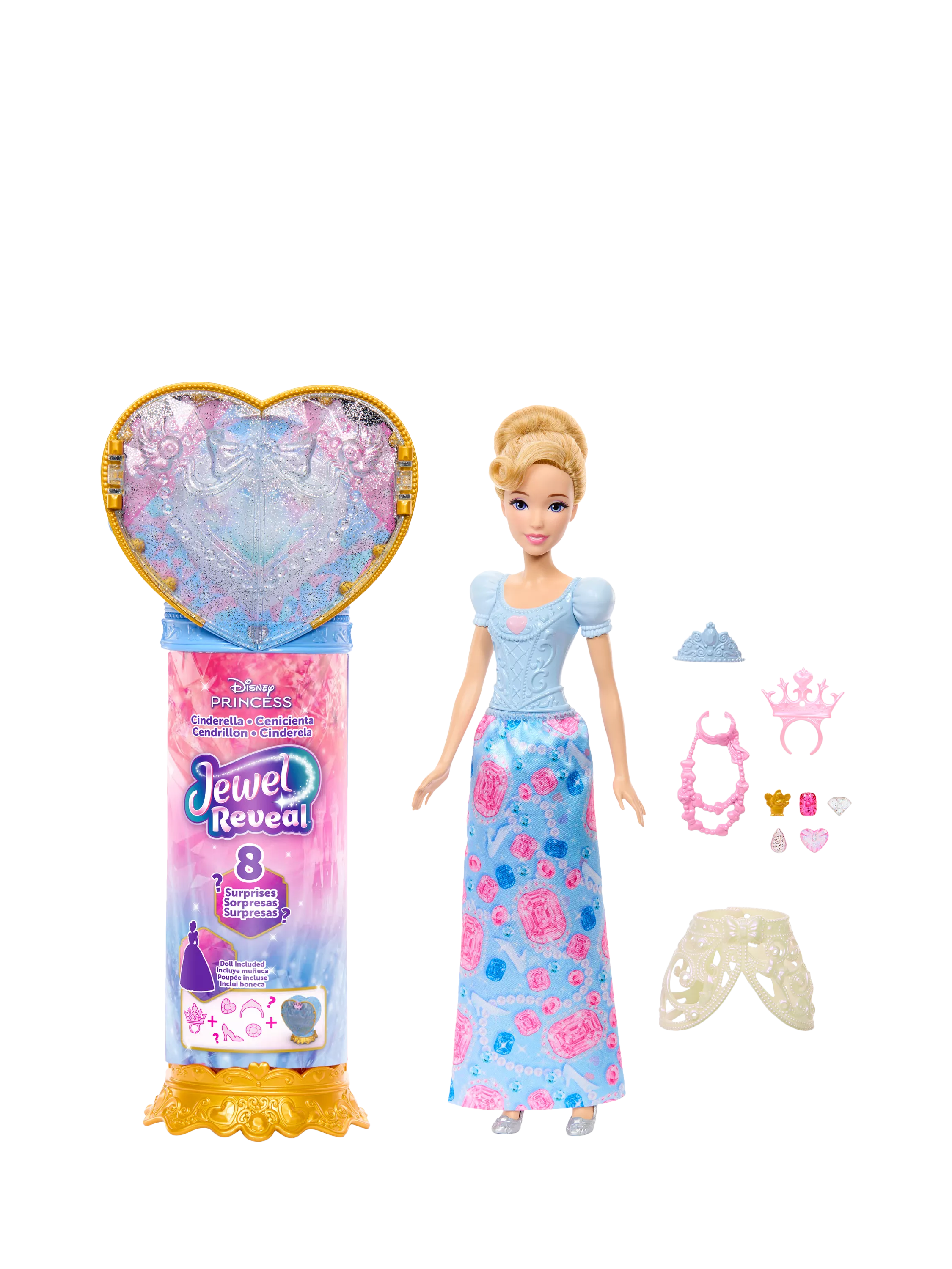 Disney Cinderella Jewel Reveal doll with nine accessories - British product