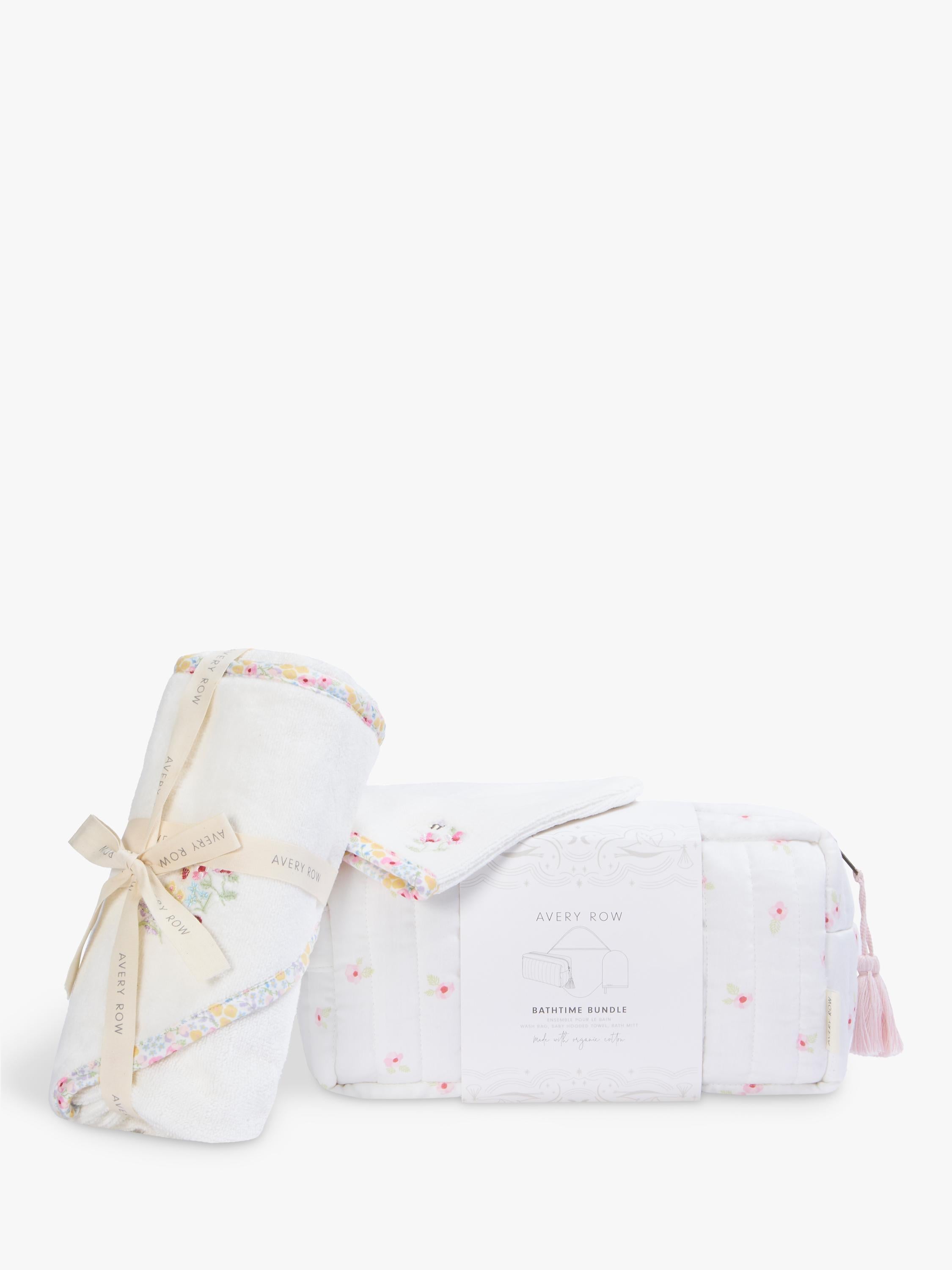 Avery Row bathtime bundle with organic cotton towel and mitt, UK version