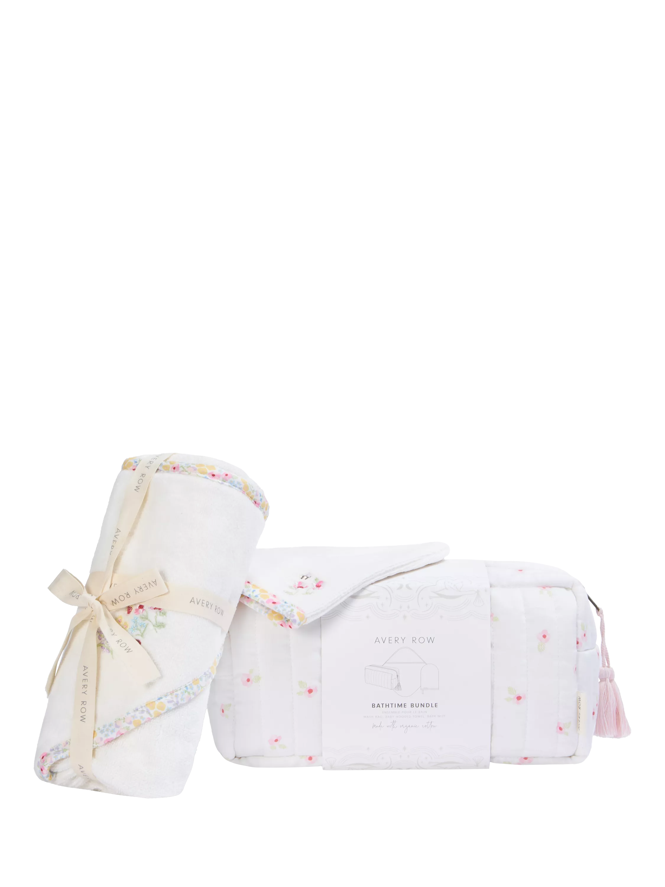 Avery Row bathtime bundle with organic cotton towel and mitt, UK version