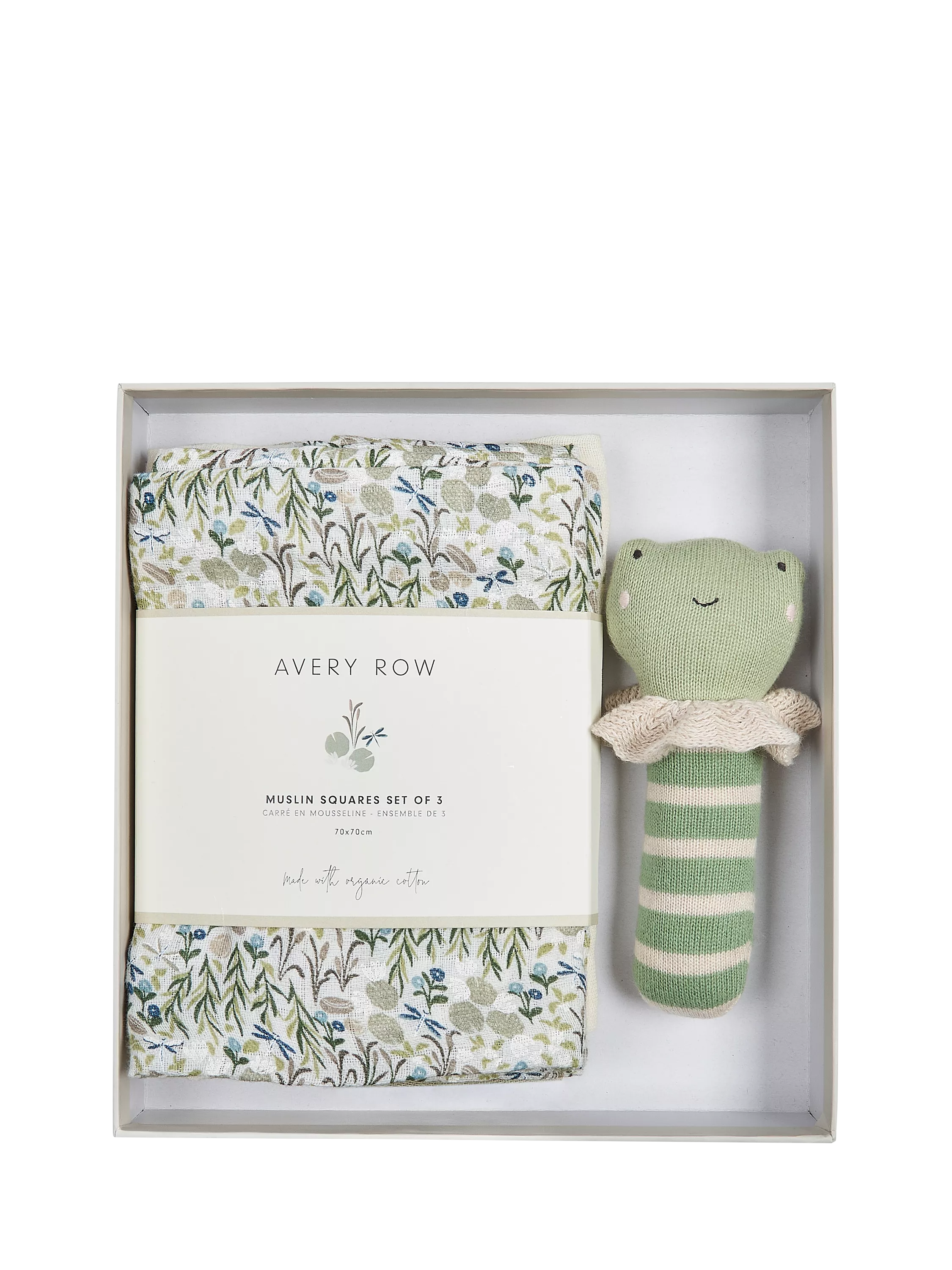 Avery Row Rattle & Muslin Gift Set Riverbank (British brand)