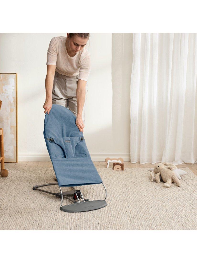 BabyBjörn Bliss Woven baby bouncer in blue, UK version