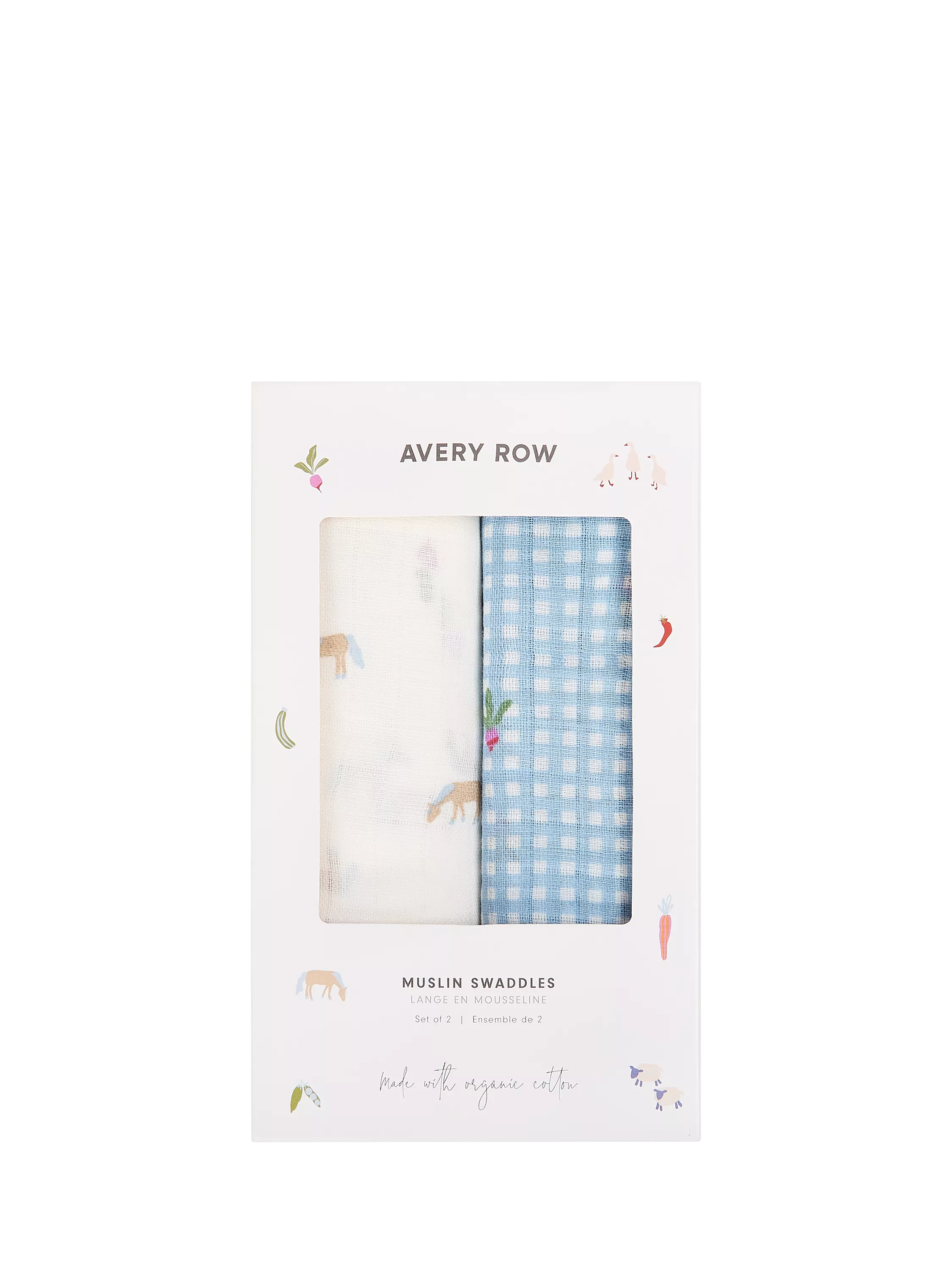 Avery Row muslin swaddle 2-pack Little Farm, imported from the UK