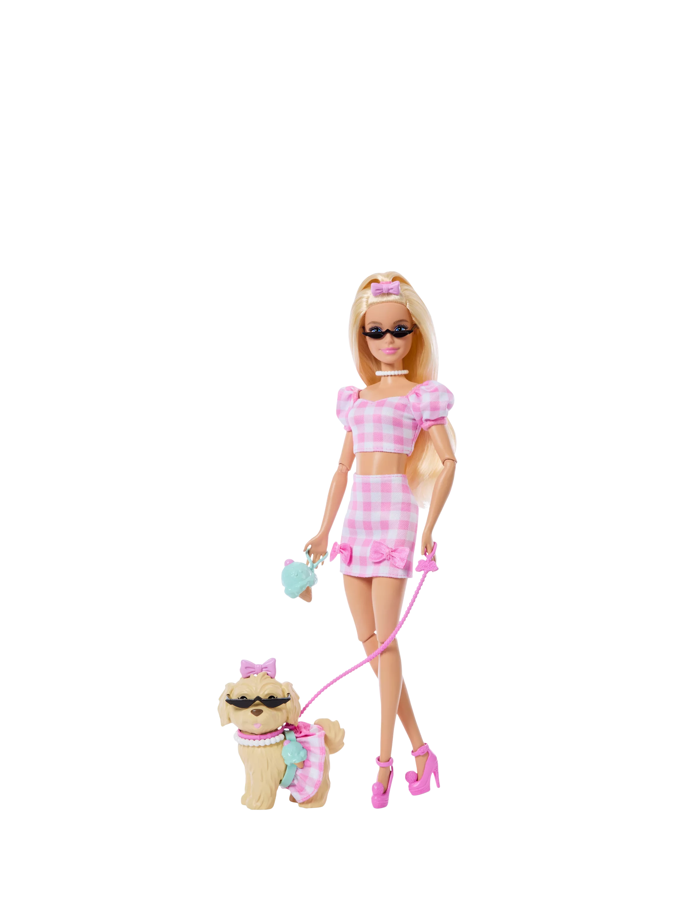 Barbie Twinning Looks doll with matching dog and bows (British brand)