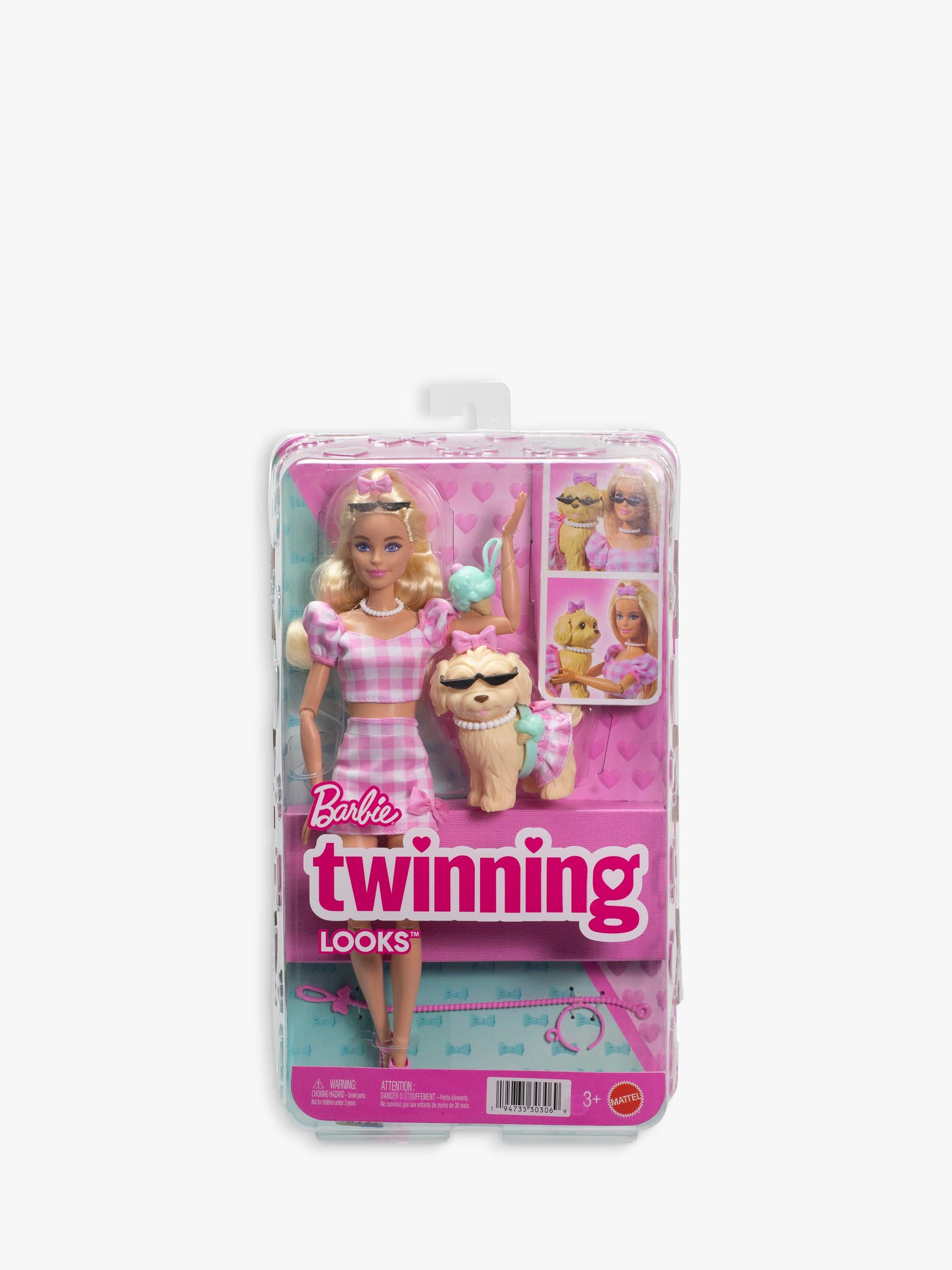 Barbie Twinning Looks doll with matching dog and bows (British brand)
