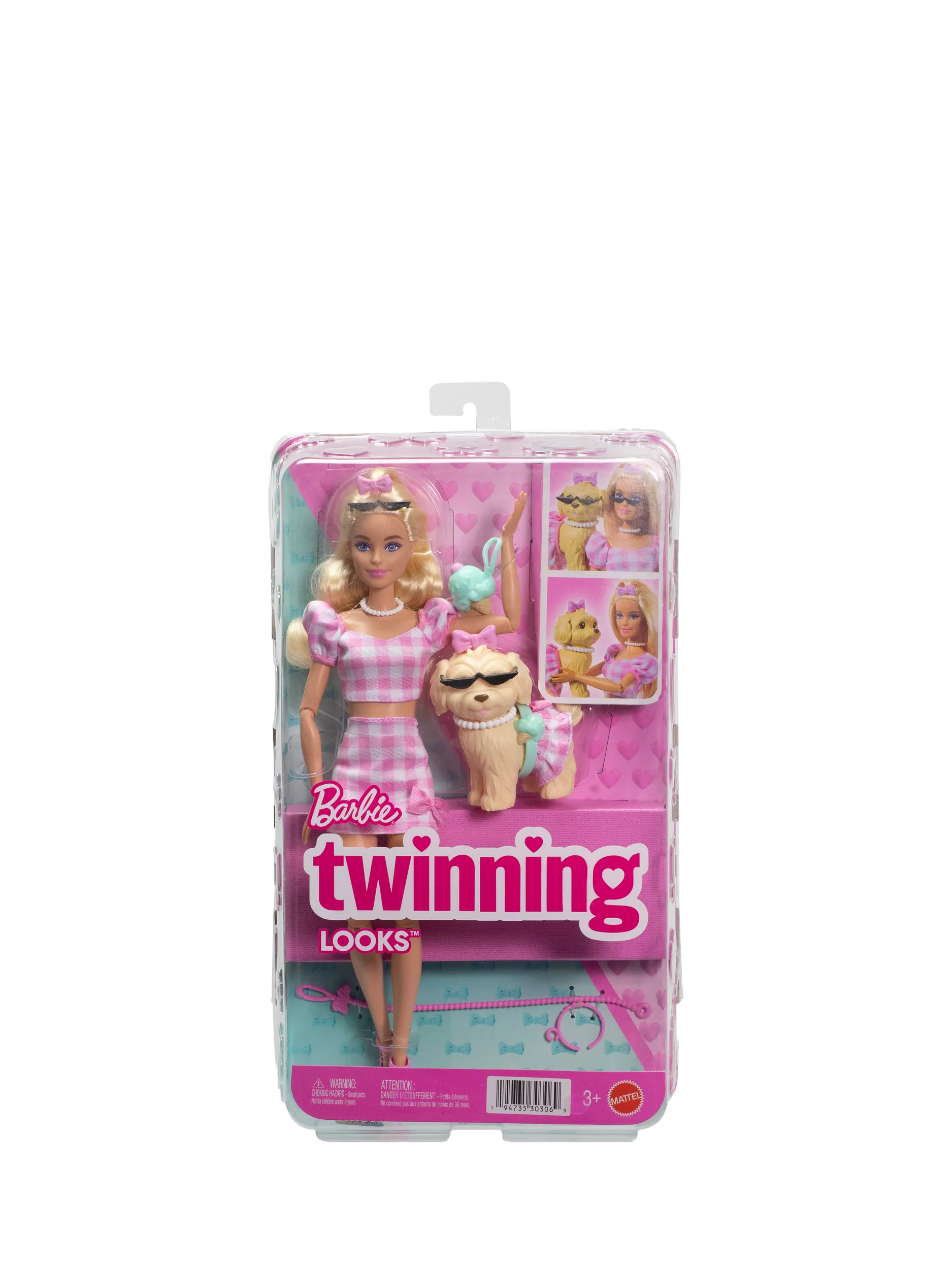 Barbie Twinning Looks doll with matching dog and bows (British brand)