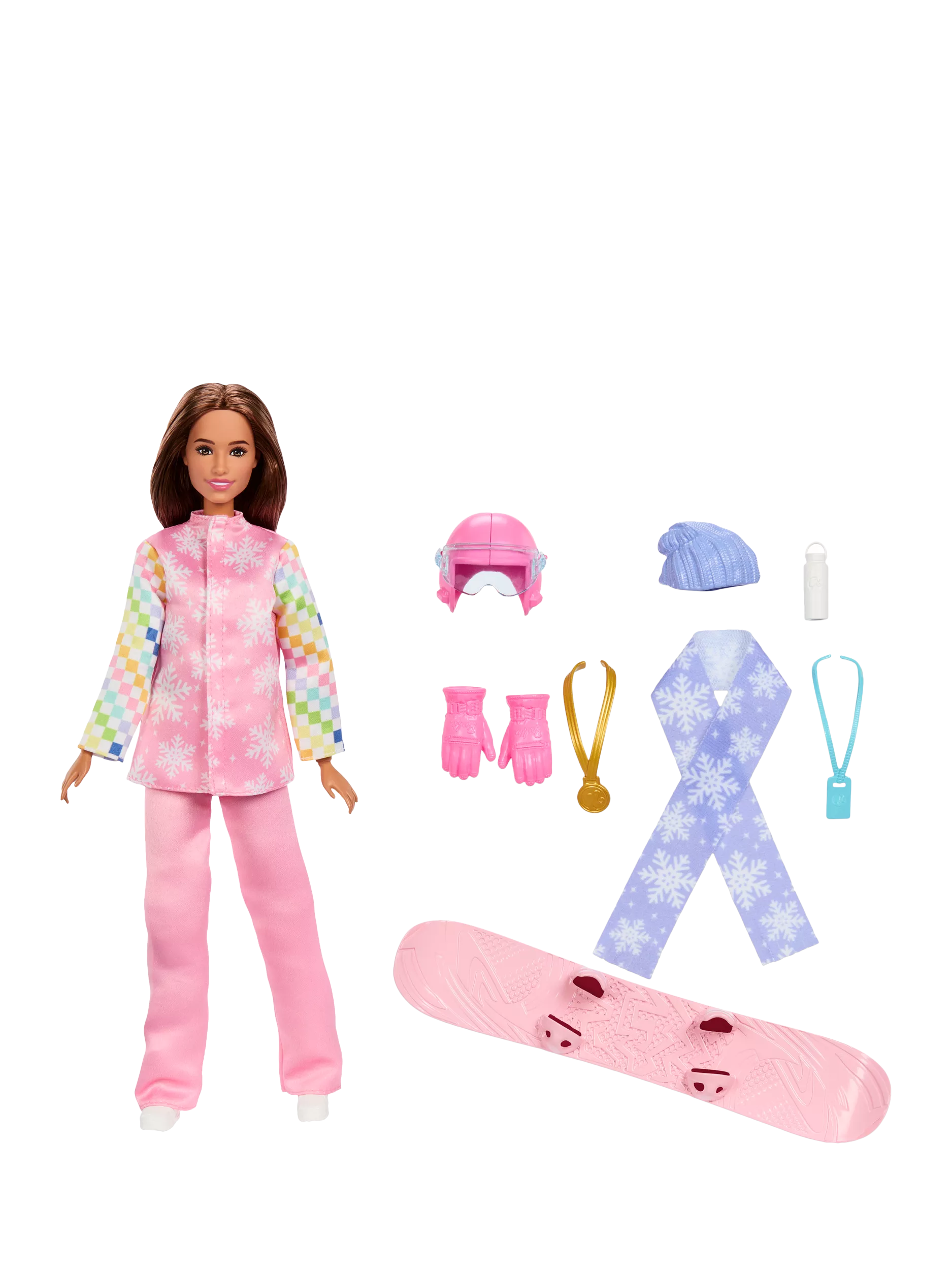 Barbie Snowboarder Doll toy with snowboard and accessories, UK version