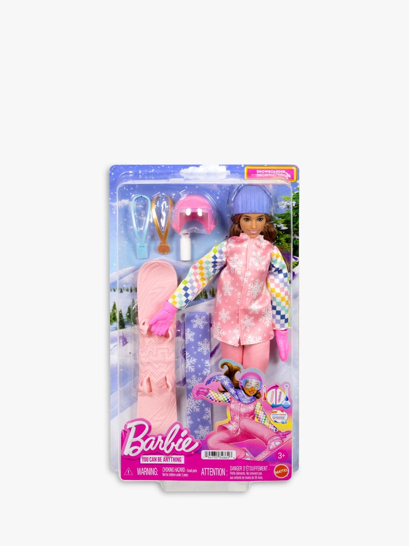 Barbie Snowboarder Doll toy with snowboard and accessories, UK version