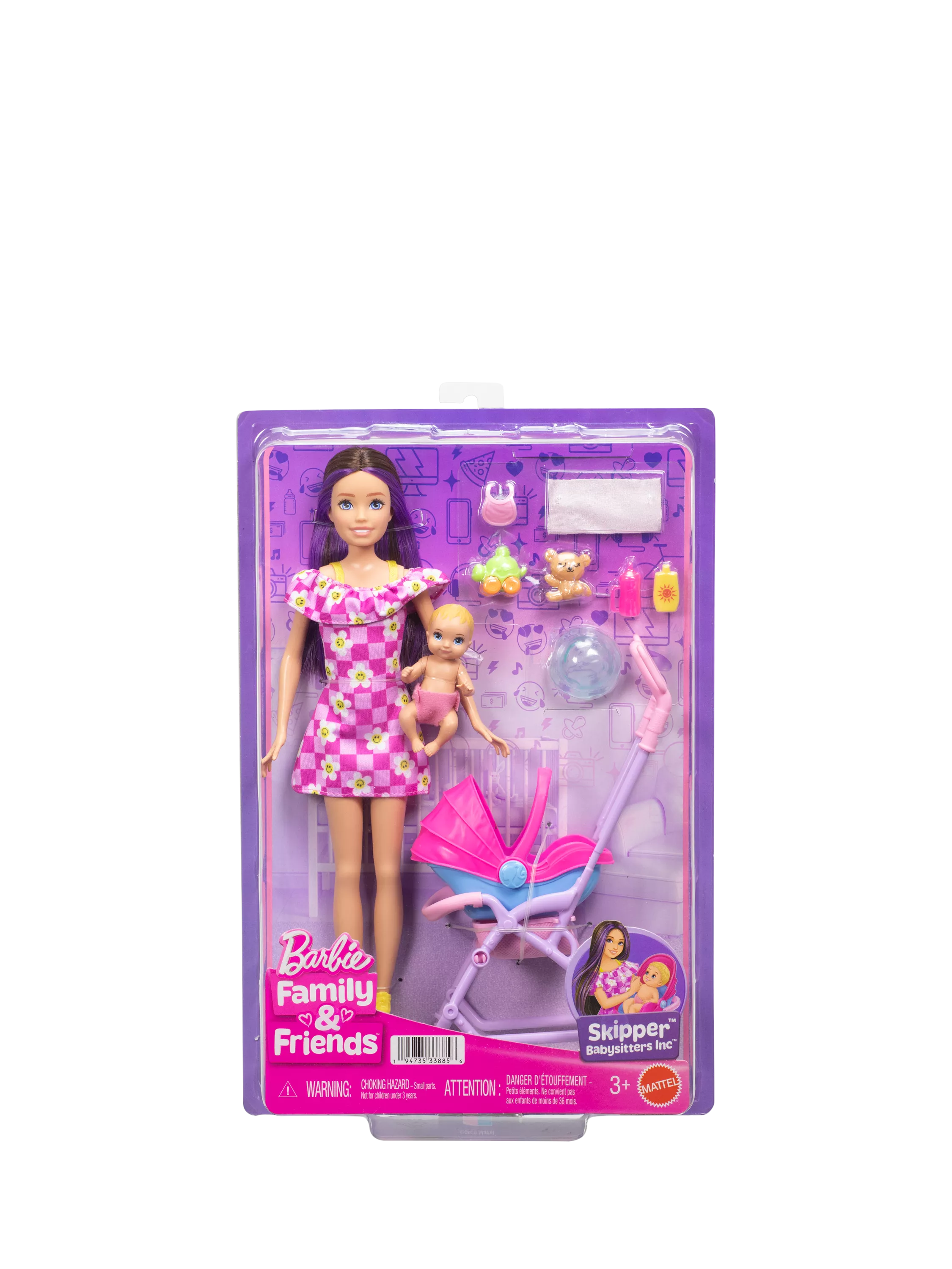 Barbie Skipper Babysitters doll with stroller accessories, UK version