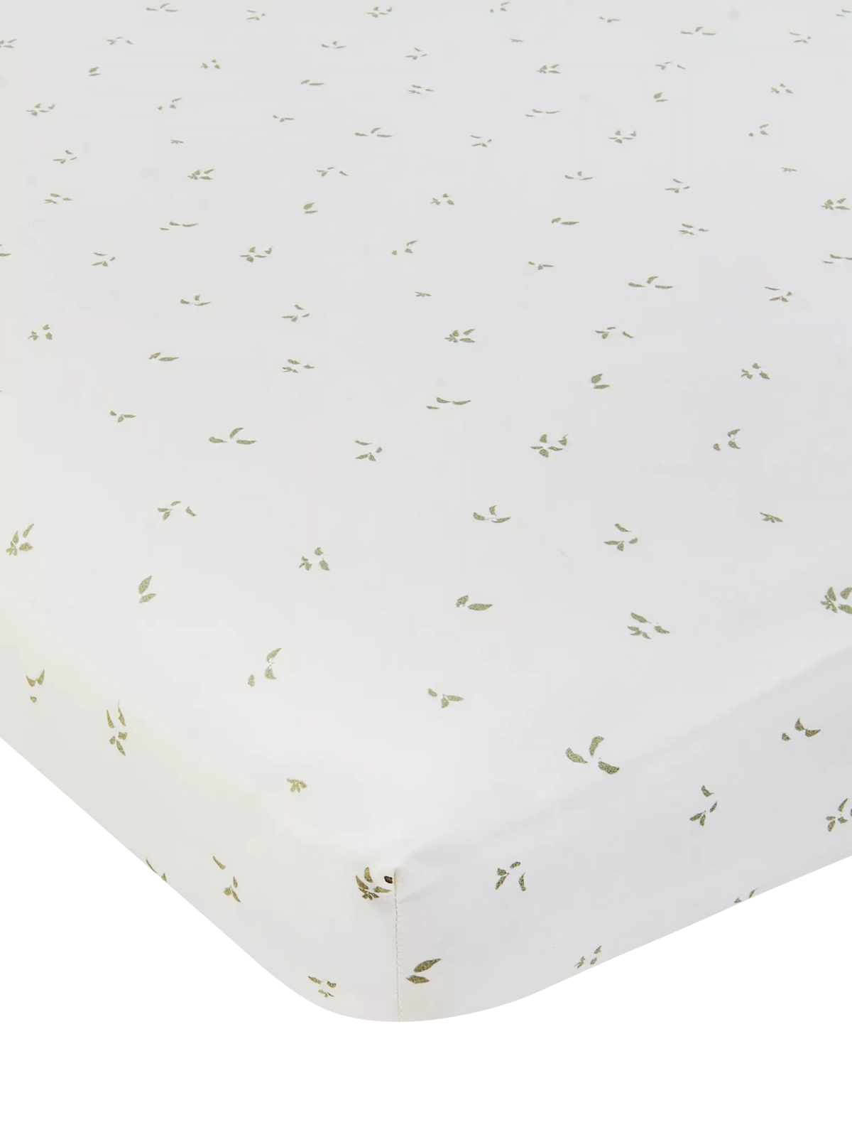 Avery Row cotbed fitted sheet nettle scatter pattern imported from the UK