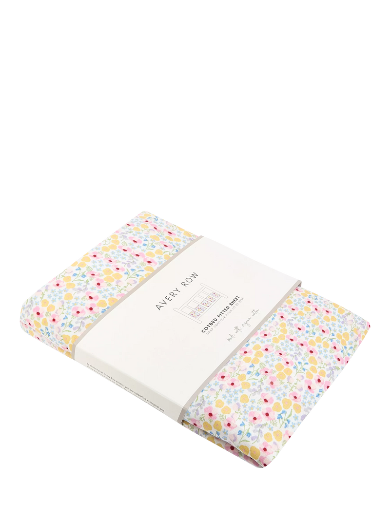 Avery Row cotbed fitted sheet Wildflower Garden 70x140cm, imported from the UK