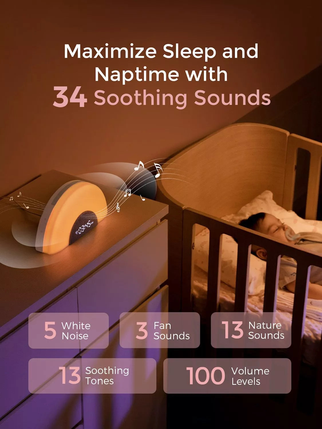 Momcozy DreamSync white noise machine with rainbow light (British brand)