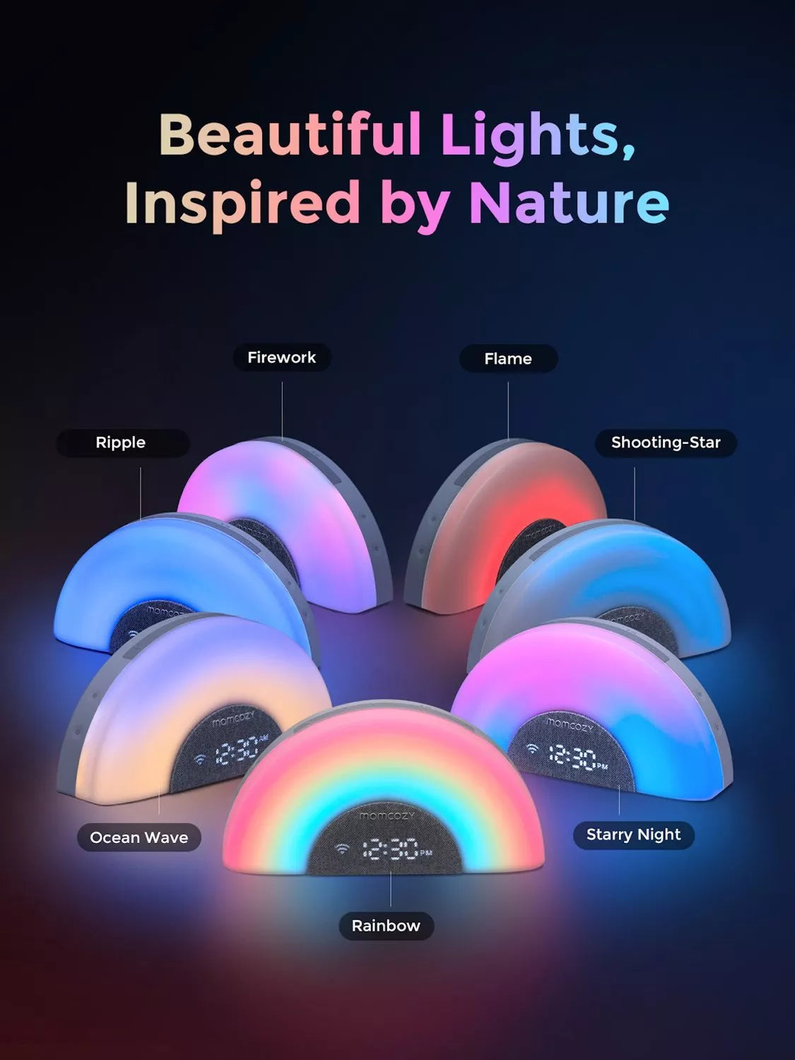 Momcozy DreamSync white noise machine with rainbow light (British brand)