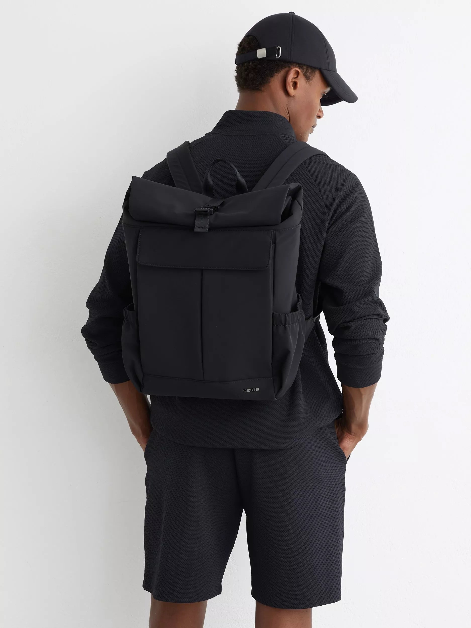 Reiss roll top backpack with buckle fastening, UK version