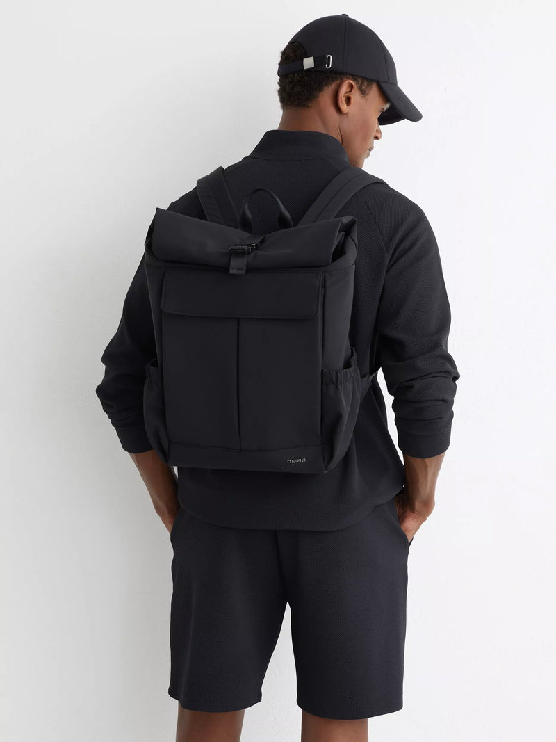 Reiss roll top backpack with buckle fastening, UK version