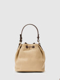 Reiss Evie natural bucket bag woven raffia-effect leather trim, imported from the UK