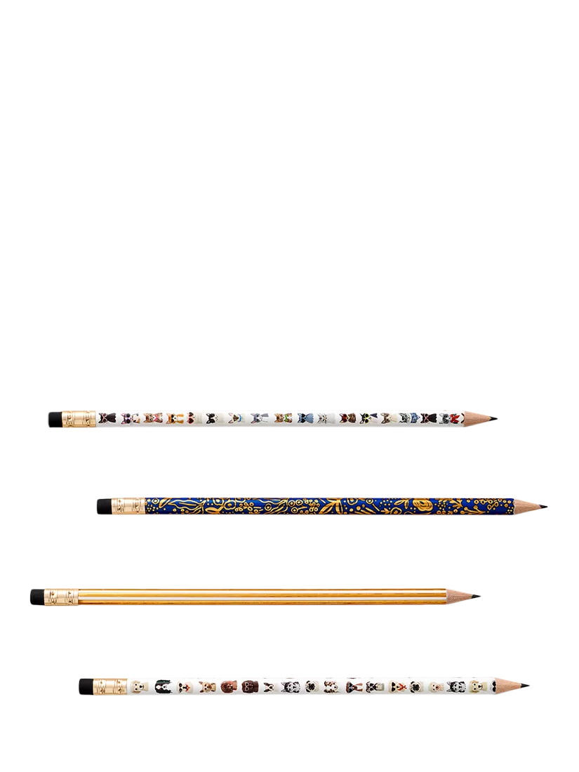 Rifle Paper Co cat dog pencil set gold foil - British product