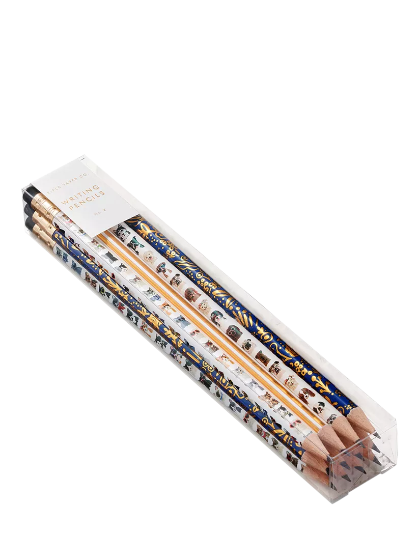 Rifle Paper Co cat dog pencil set gold foil - British product