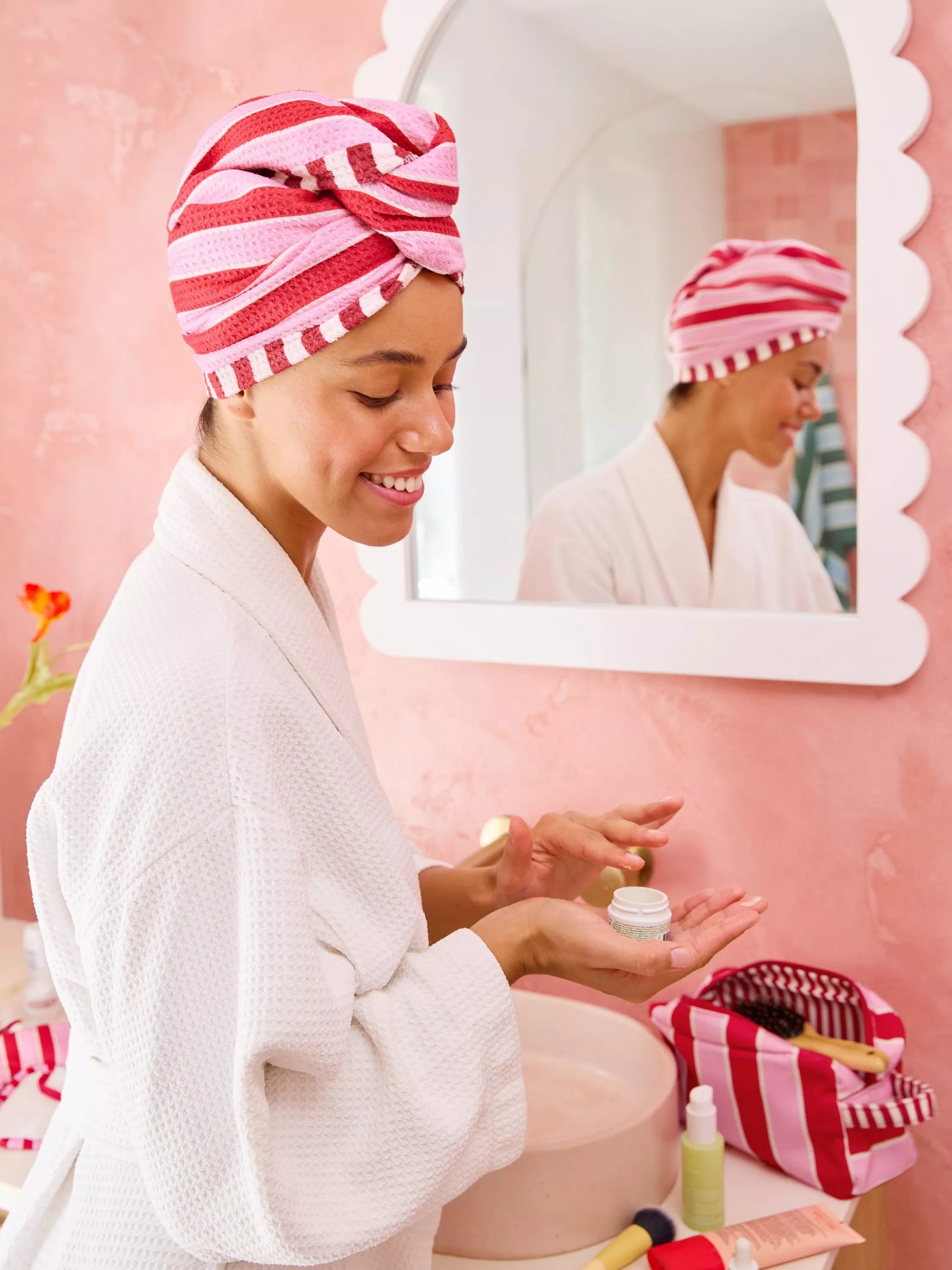 Dock & Bay Cherry Bomb hair wrap, imported from the UK