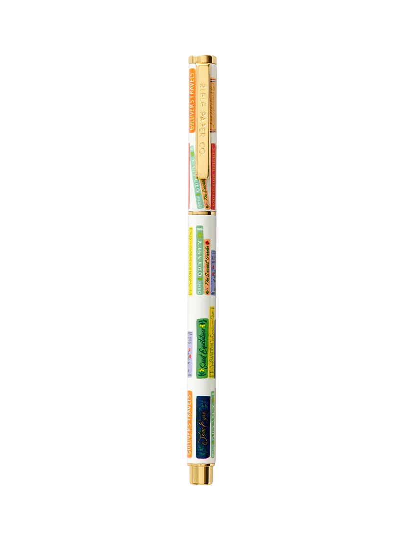 Rifle Paper Co. Book Club pen with book pattern, UK version