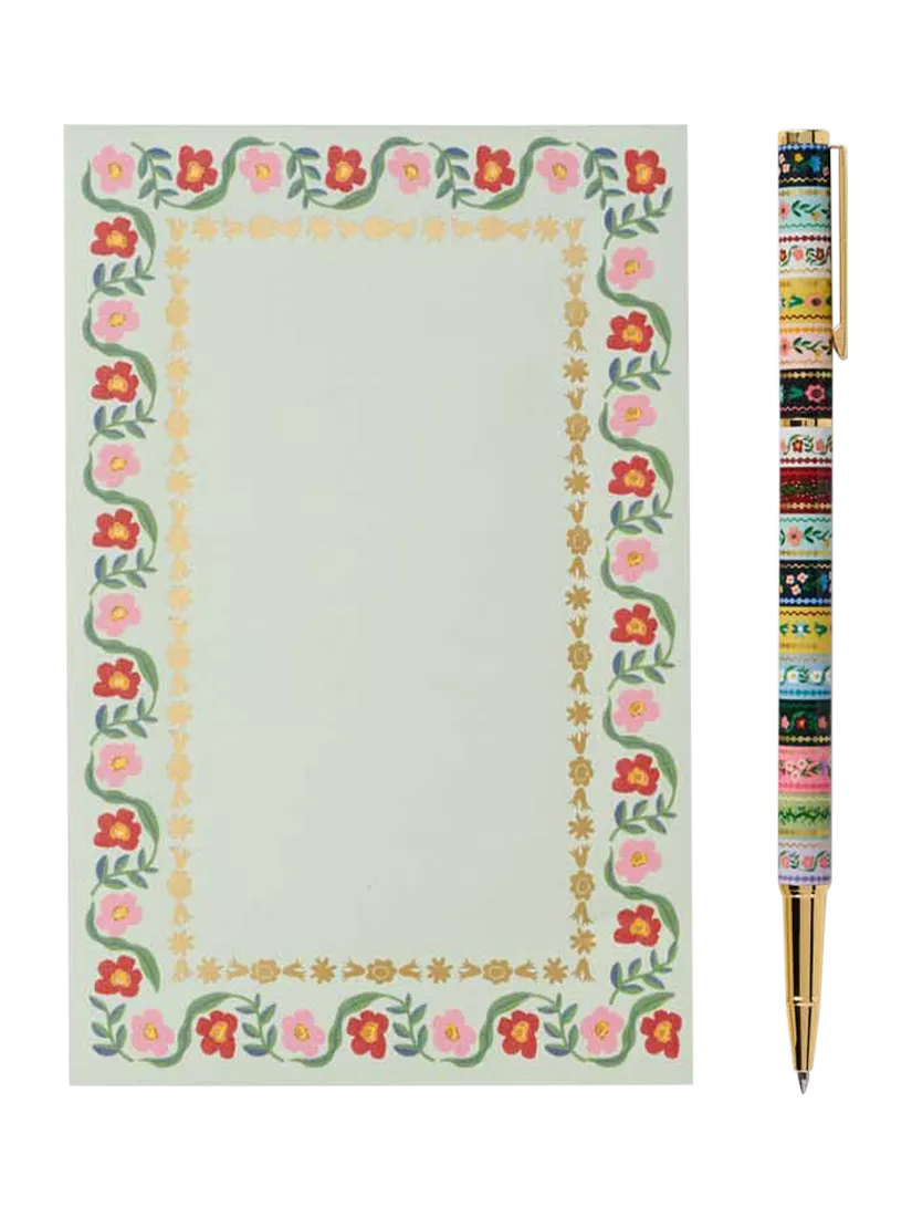Rifle Paper Co Gemma floral pen with black ink (British brand)