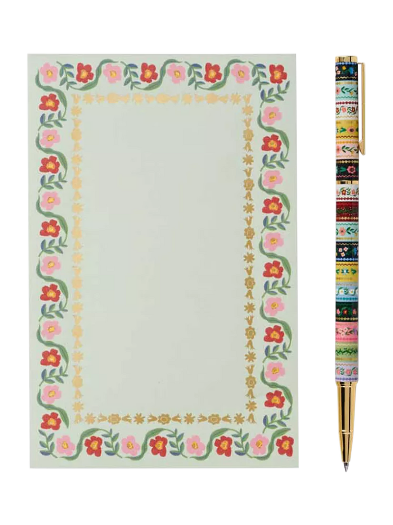 Rifle Paper Co Gemma floral pen with black ink (British brand)